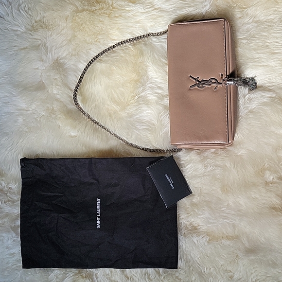 YSL Lambskin Monogram Tassel Kate Beige Shoulder Bag - Picture 1 of 15